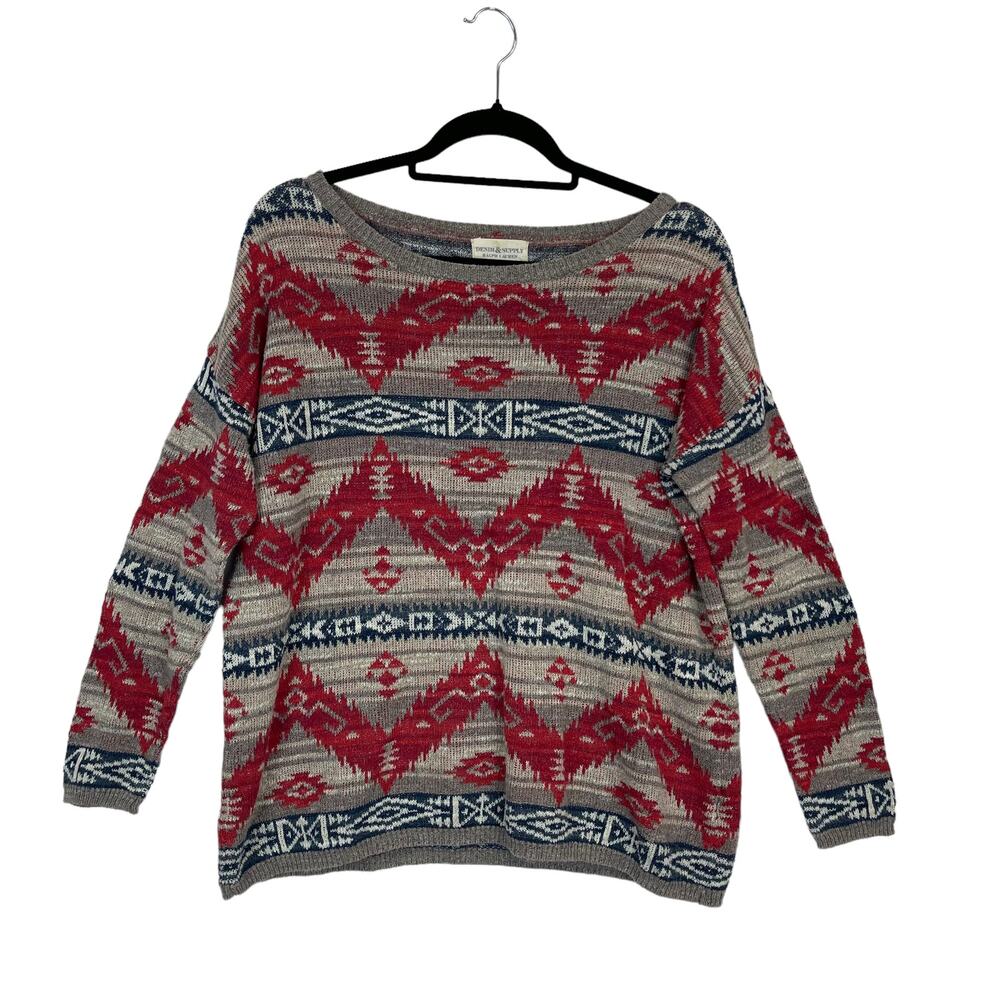 Denim & Supply Sweater Women's Medium Crewneck Knit Aztec Print Ralph Lauren